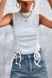 Drawstring Detail Round Neck Tank - Trendsi - Flyclothing LLC