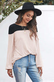 Contrast Balloon Sleeve Blouse - Trendsi - Flyclothing LLC