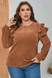 Plus Size Ruffled Round Neck Long Sleeve T-Shirt - Trendsi - Flyclothing LLC