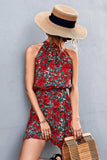 Floral Tied Sleeveless Mini Dress - Trendsi - Flyclothing LLC