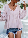 Puff Sleeve Babydoll Blouse - Trendsi - Flyclothing LLC