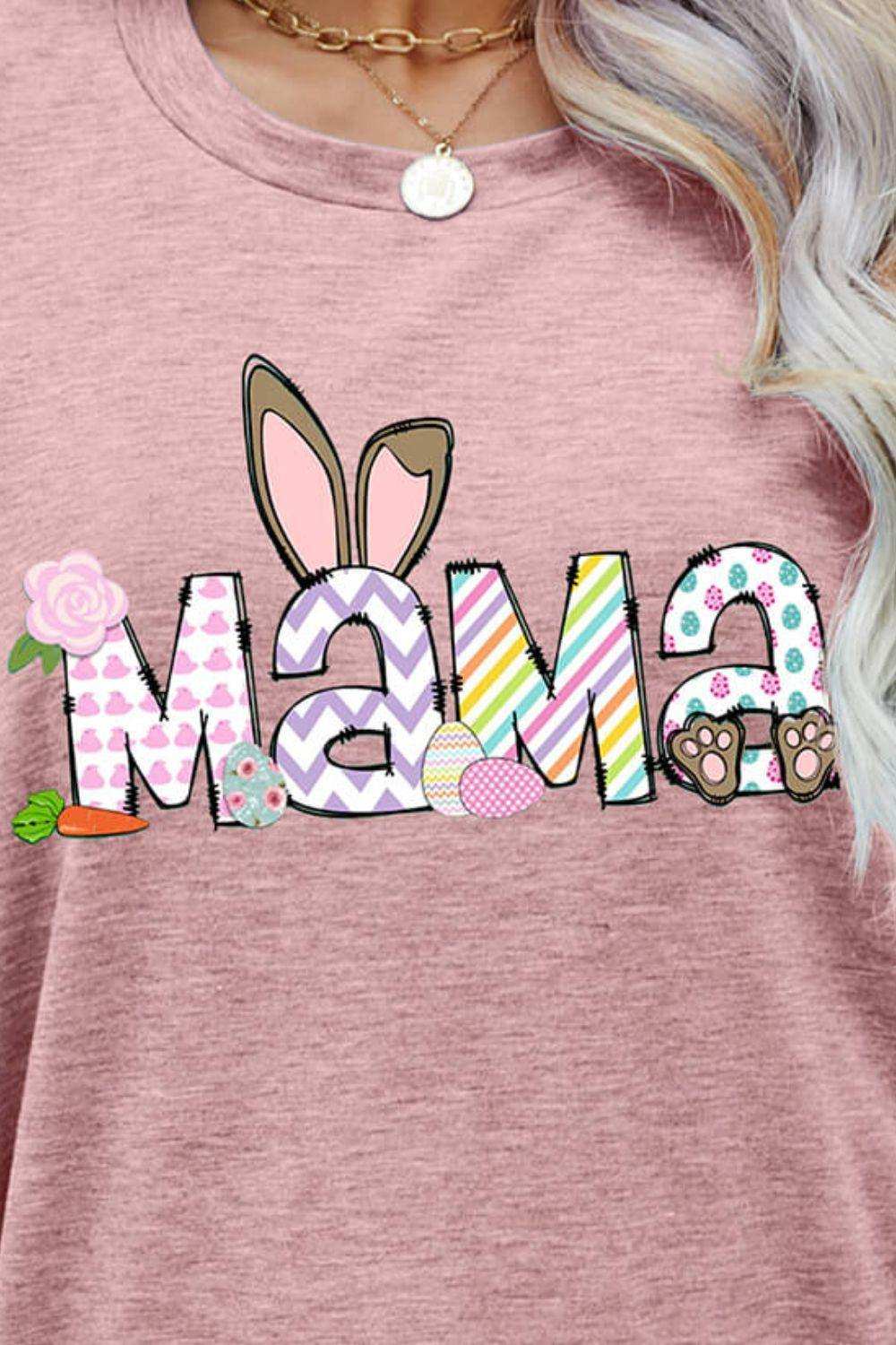 Easter MAMA Graphic Round Neck T-Shirt - Trendsi - Flyclothing LLC