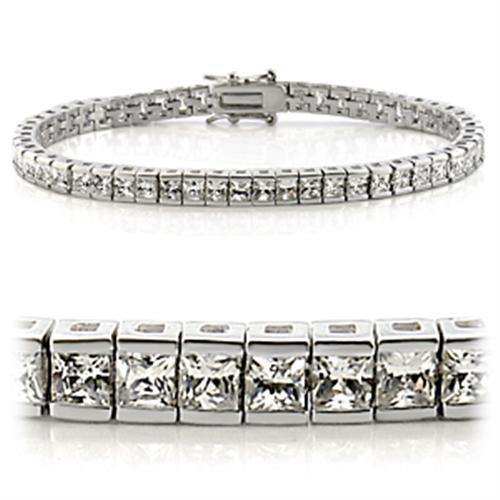 Alamode Rhodium Brass Bracelet with AAA Grade CZ in Clear - Alamode - Flyclothing LLC