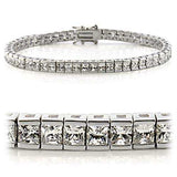 Alamode Rhodium Brass Bracelet with AAA Grade CZ in Clear - Alamode - Flyclothing LLC
