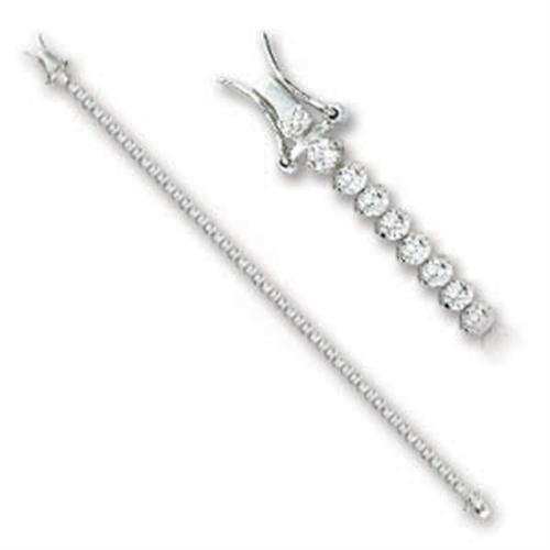 Alamode Rhodium Brass Bracelet with AAA Grade CZ in Clear - Alamode - Flyclothing LLC