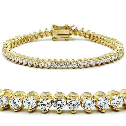 Alamode Gold Brass Bracelet with AAA Grade CZ in Clear - Alamode - Flyclothing LLC