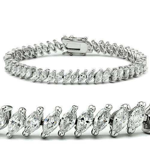 Alamode Rhodium Brass Bracelet with AAA Grade CZ in Clear - Alamode - Flyclothing LLC