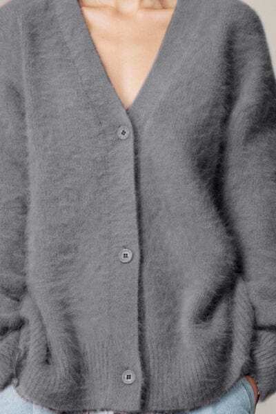 Button Up Dropped Shoulder Cardigan - Trendsi - Flyclothing LLC