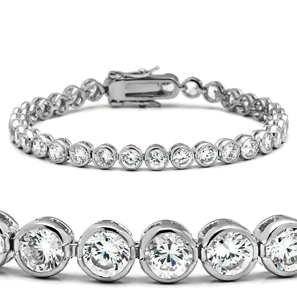 Alamode Rhodium Brass Bracelet with AAA Grade CZ in Clear - Alamode - Flyclothing LLC