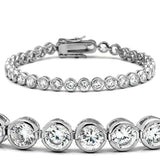 Alamode Rhodium Brass Bracelet with AAA Grade CZ in Clear - Alamode - Flyclothing LLC