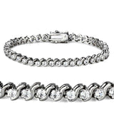 Alamode Rhodium Brass Bracelet with AAA Grade CZ in Clear - Alamode - Flyclothing LLC
