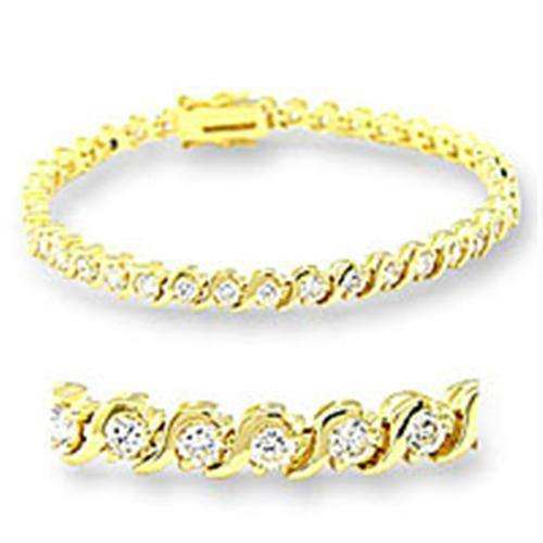 Alamode Gold Brass Bracelet with AAA Grade CZ in Clear - Alamode - Flyclothing LLC