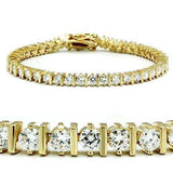 Alamode Gold Brass Bracelet with AAA Grade CZ in Clear - Alamode - Flyclothing LLC