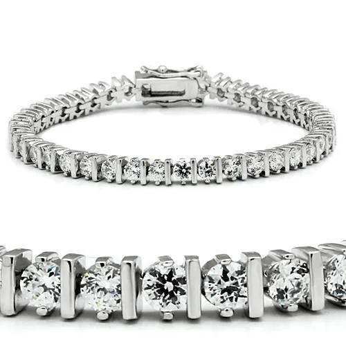 Alamode Rhodium Brass Bracelet with AAA Grade CZ in Clear - Alamode - Flyclothing LLC