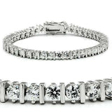 Alamode Rhodium Brass Bracelet with AAA Grade CZ in Clear - Alamode - Flyclothing LLC