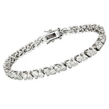 Alamode Rhodium Brass Bracelet with AAA Grade CZ in Clear - Alamode - Flyclothing LLC