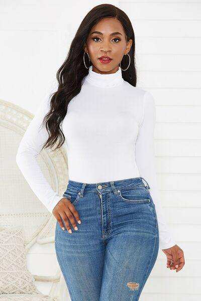 Turtleneck Long Sleeve Bodysuit - Trendsi - Flyclothing LLC