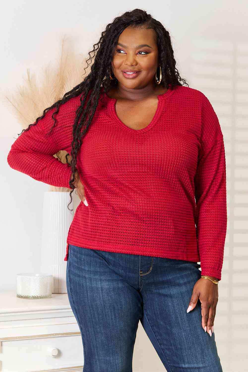 Culture Code Full Size Wide Notch Relax Top - Trendsi - Flyclothing LLC