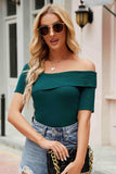 Asymmetrical Neck Rib-Knit Top - Trendsi - Flyclothing LLC