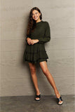Leopard Smock Waist Long Sleeve Dress - Trendsi - Flyclothing LLC