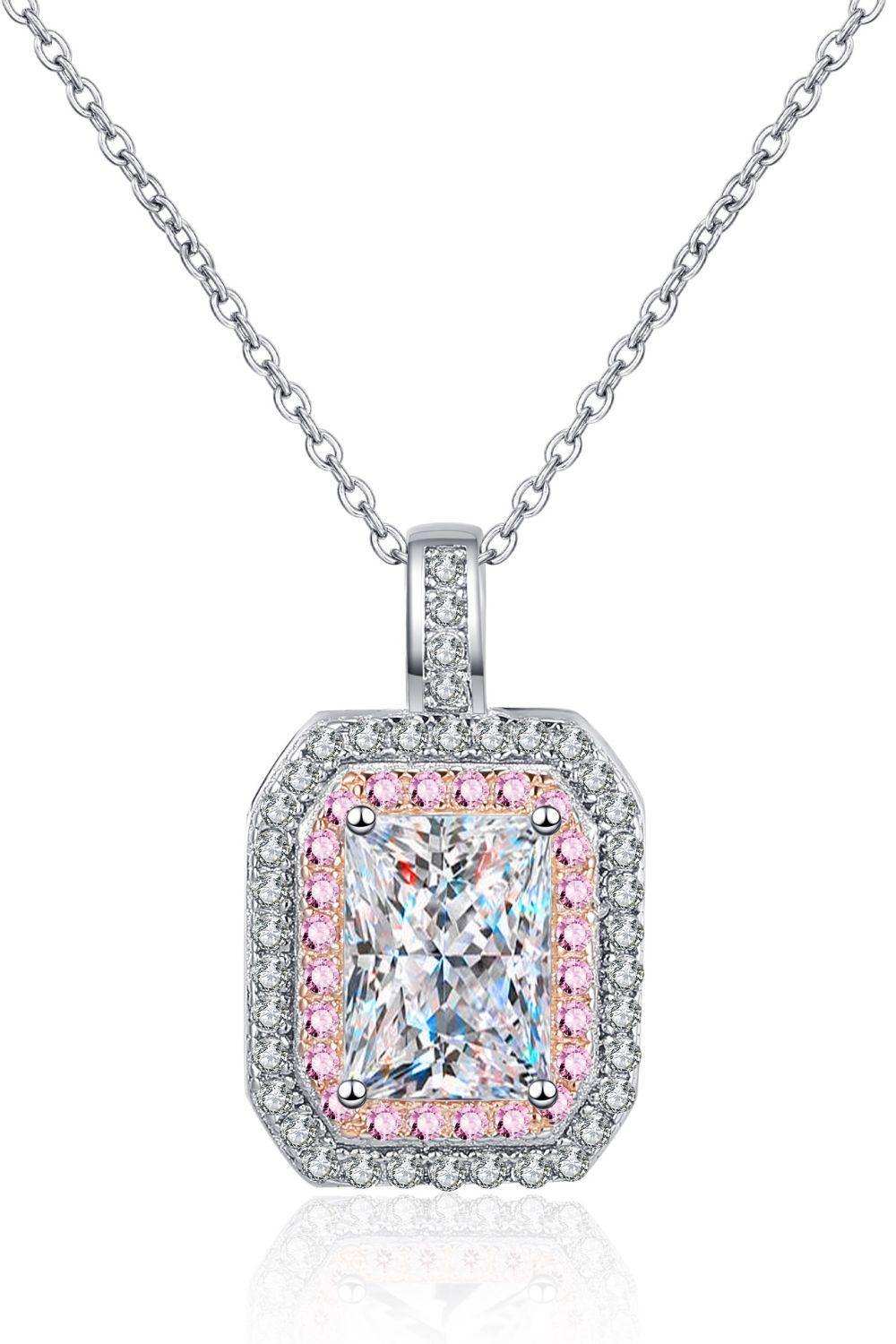 1 Carat Moissanite Geometric Pendant Chain Necklace - Trendsi - Flyclothing LLC
