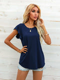 Round Neck Butterfly Sleeve Top - Trendsi - Flyclothing LLC