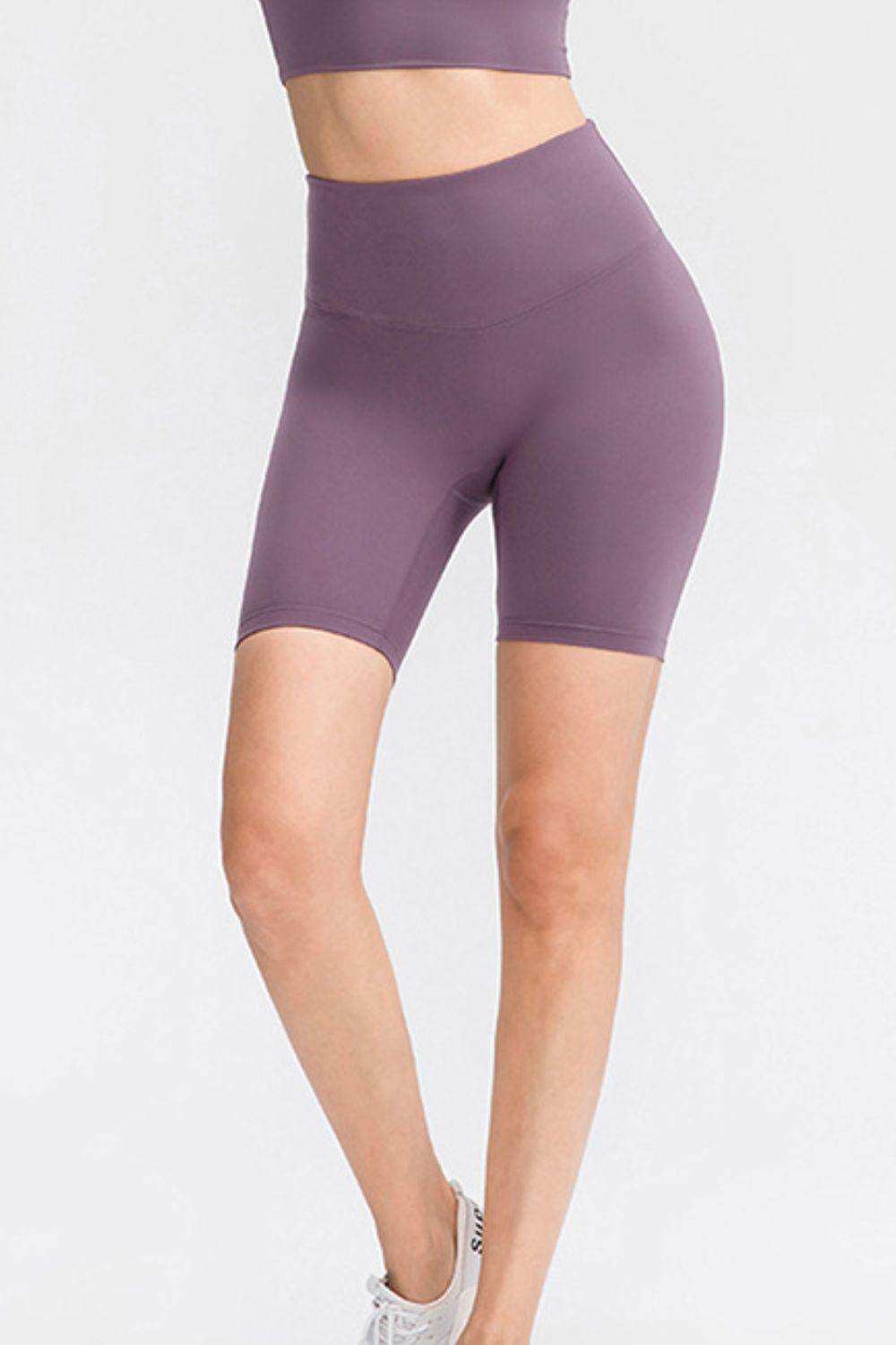 Slim Fit Wide Waistband Sports Shorts - Trendsi - Flyclothing LLC