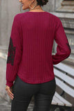 Ribbed Lace Detail V-Neck Sweater - Trendsi - Flyclothing LLC