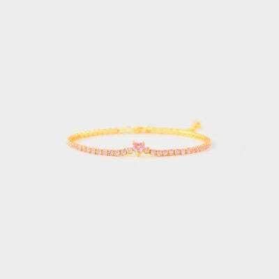 Heart Shape Inlaid Zircon 18K Gold-Plated Bracelet - Trendsi - Flyclothing LLC