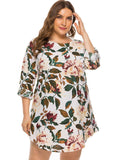 Full Size Floral Long Sleeve Mini Dress - Trendsi - Flyclothing LLC