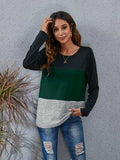 Color Block Round Neck Long Sleeve T-Shirt - Trendsi - Flyclothing LLC