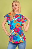 Floral Round Neck Tied Blouse - Trendsi - Flyclothing LLC