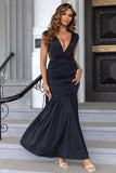 Ruched Plunge Sleeveless Maxi Dress - Trendsi - Flyclothing LLC