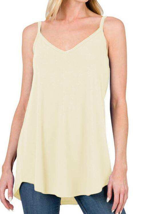 Full Size Spaghetti Strap V-Neck Flowy Tunic Cami - Trendsi - Flyclothing LLC