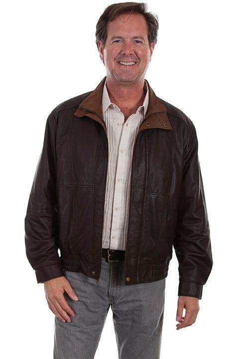 Scully CHOC W/COGNAC DOUBLE COLLAR JACKET - Scully Leather - Flyclothing LLC