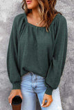 Square Neck Waffle-Knit Top - Trendsi - Flyclothing LLC