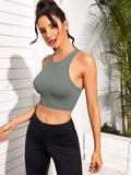 Cropped Round Neck Sports Tank Top - Trendsi - Flyclothing LLC