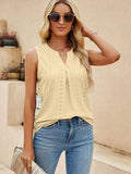 Eyelet Notched Tank - Trendsi - Flyclothing LLC