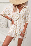 Printed Button Up Shirt and Shorts Set - Trendsi - Flyclothing LLC
