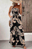 Printed Strapless Wide Leg Jumpsuit with Pockets - Trendsi - Flyclothing LLC