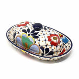 Handmade Pottery Butter Dish, Dots & Flowers - Encantada - Encantada - Flyclothing LLC
