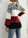 Color Block Round Neck Sweater - Trendsi - Flyclothing LLC