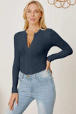 Zip Up Long Sleeve Bodysuit - Trendsi - Flyclothing LLC