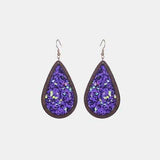 Sequin Wood Teardrop Earrings - Trendsi - Flyclothing LLC