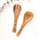 Olive Wood Serving Set, Small with Batik Inlay - Jedando - Flyclothing LLC