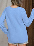 Openwork Round Neck Raglan Sleeve Sweater - Trendsi - Flyclothing LLC