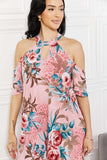 Sew In Love Full Size Fresh-Cut Flowers Cold-Shoulder Dress - Trendsi - Flyclothing LLC