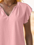 Ruffled Notched Cap Sleeve Tank - Trendsi - Flyclothing LLC