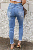 Drawstring Distressed Raw Hem Jeans with Pockets - Trendsi - Flyclothing LLC