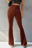 Ribbed High Waist Flare Pants - Trendsi - Flyclothing LLC